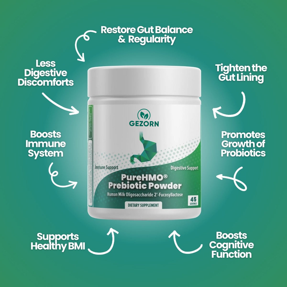 GEZORN PureHMO® Human Milk Oligosaccharide (HMO 2'FL) Super Prebiotic Powder