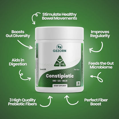 GEZORN The Constipiotic Prebiotic Fiber for Constipation with HMO, GOS, Inulin FOS